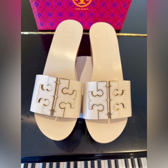 NWT authentic luxury summer spring beach Tory Burch Ines 80MM wedge slide/sandal - Picture 11 of 17